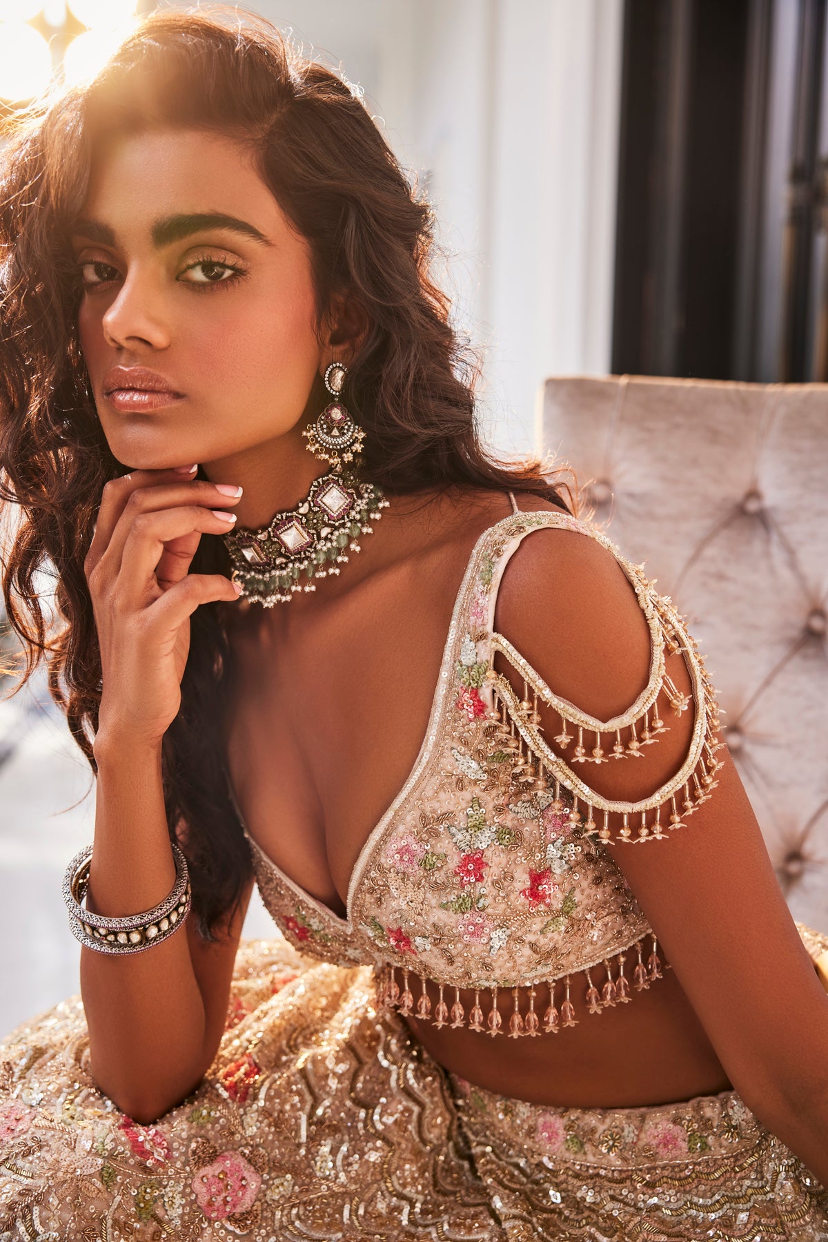 Kalighata - Golden Glitter Lehenga