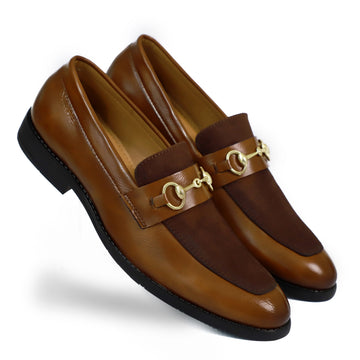 Tan Brown Presto Horsebit Loafers