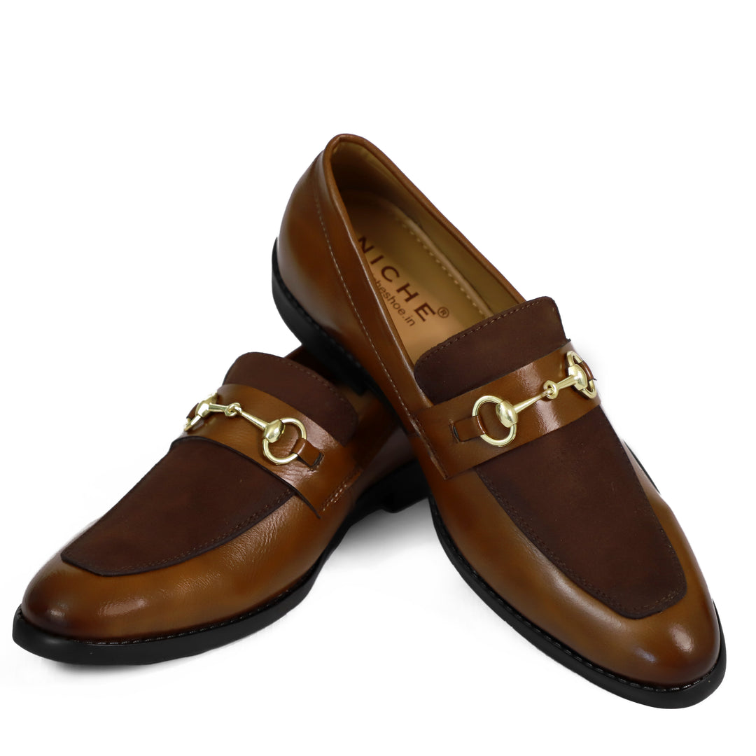 Tan Brown Presto Horsebit Loafers