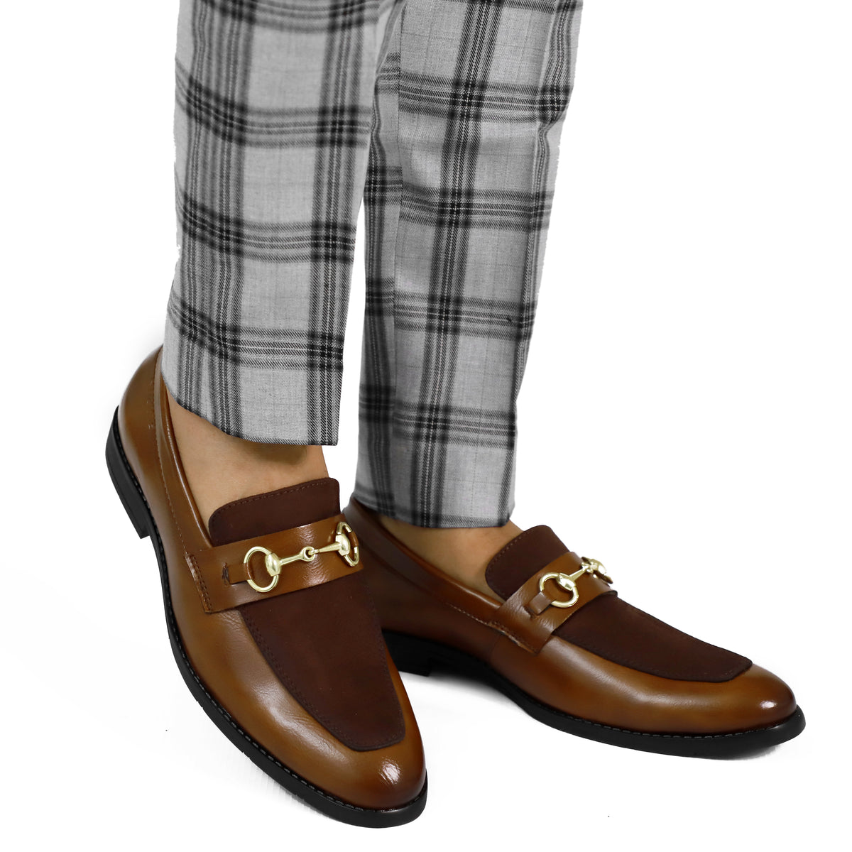 Tan Brown Presto Horsebit Loafers