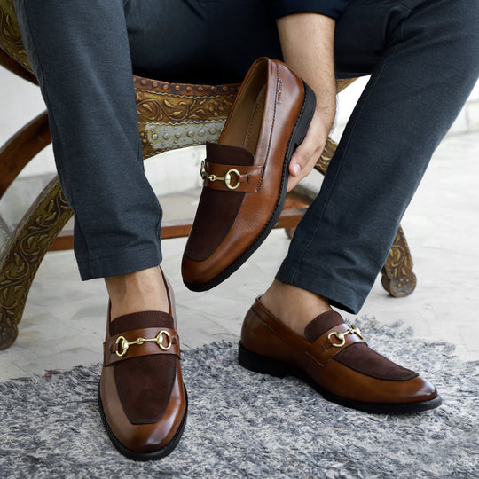 Tan Brown Presto Horsebit Loafers