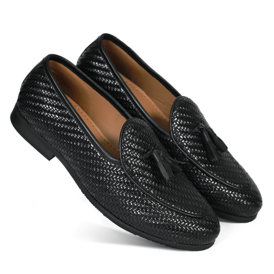 Black Braided Tassel Loafers