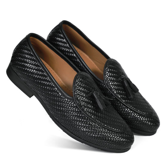 Black Braided Tassel Loafers