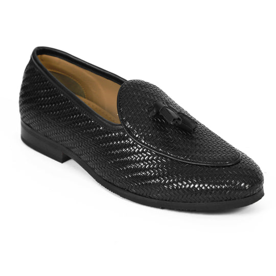 Black Braided Tassel Loafers
