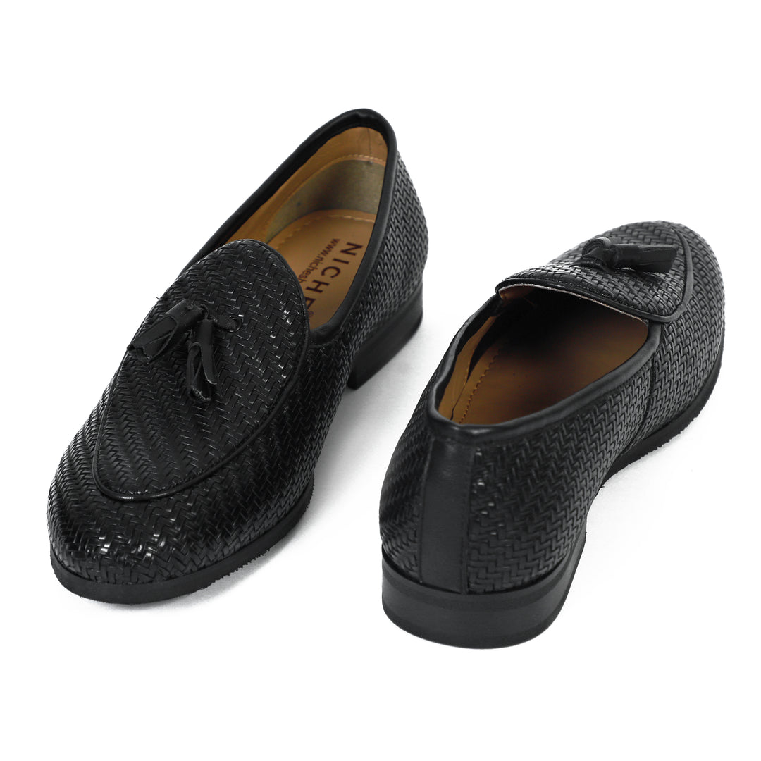 Black Braided Tassel Loafers