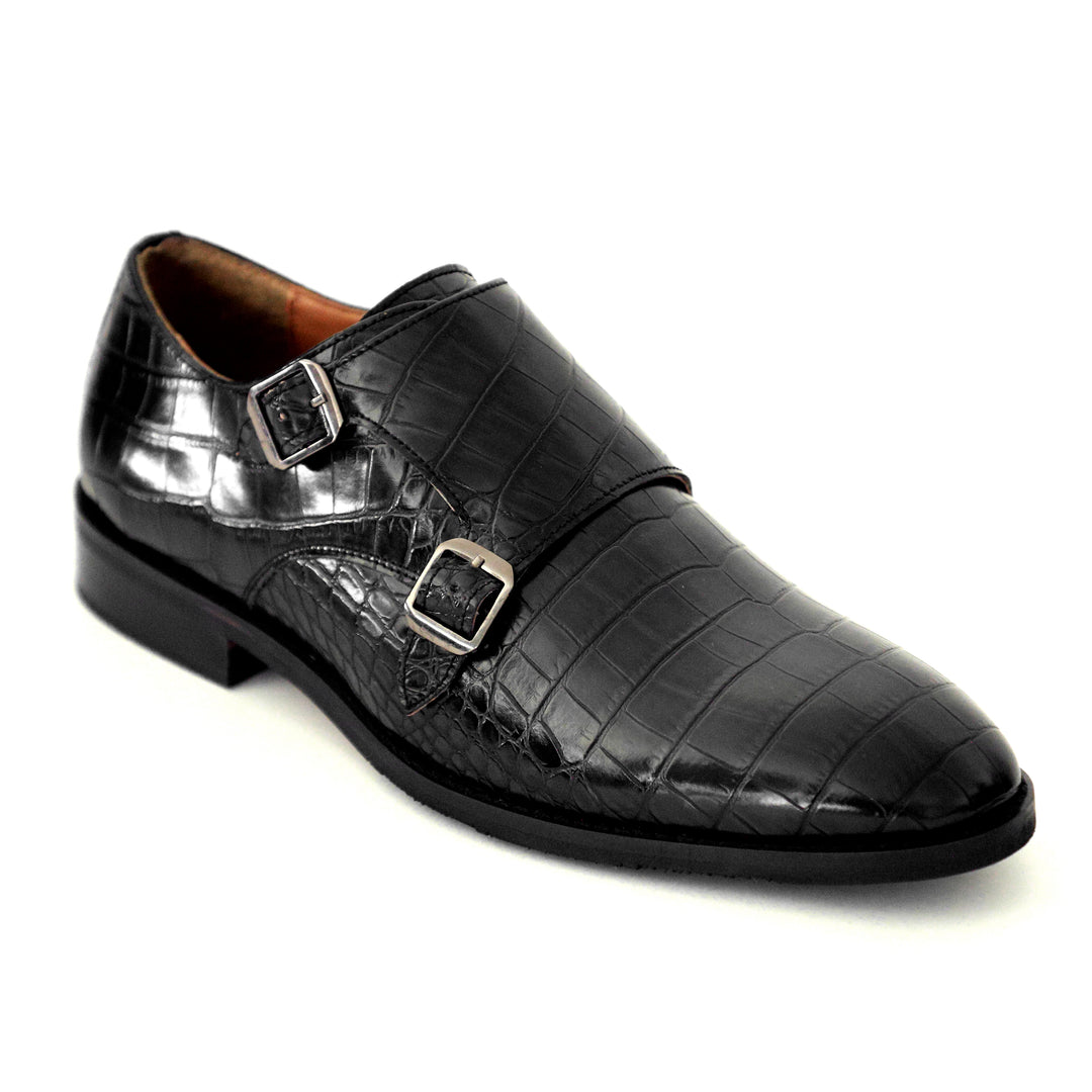 Black Fab Croco Double Monk