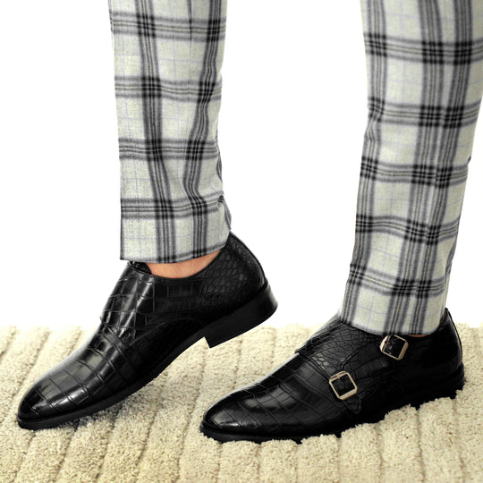 Black Fab Croco Double Monk