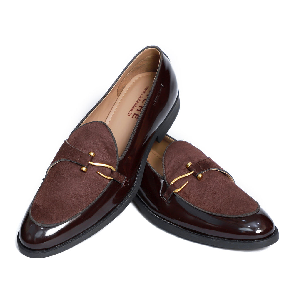 Brown Patent Dazzle Hooked Loafers