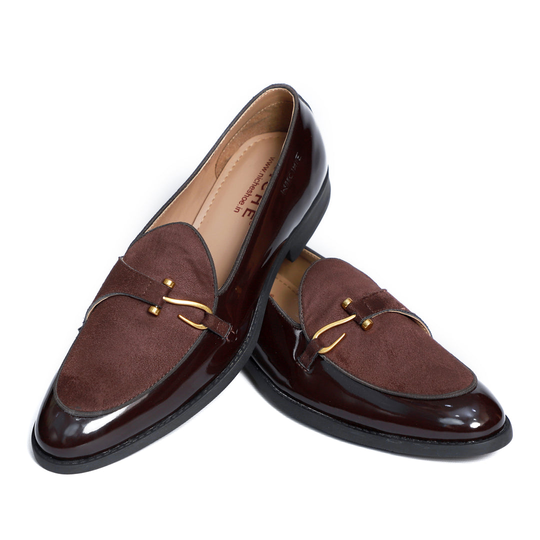 Brown Patent Dazzle Hooked Loafers