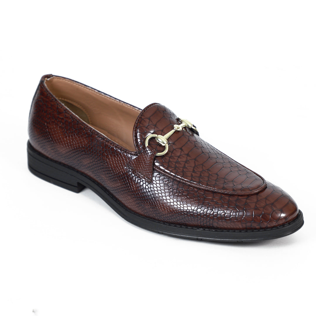 Cherry Python Print Horsebit Loafers