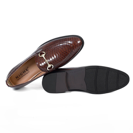 Cherry Python Print Horsebit Loafers