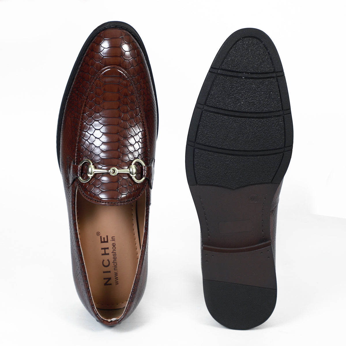 Cherry Python Print Horsebit Loafers
