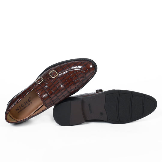 Cherry Croco Pattern Luxurious Double Monk