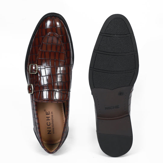 Cherry Croco Pattern Luxurious Double Monk