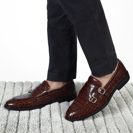 Cherry Croco Pattern Luxurious Double Monk