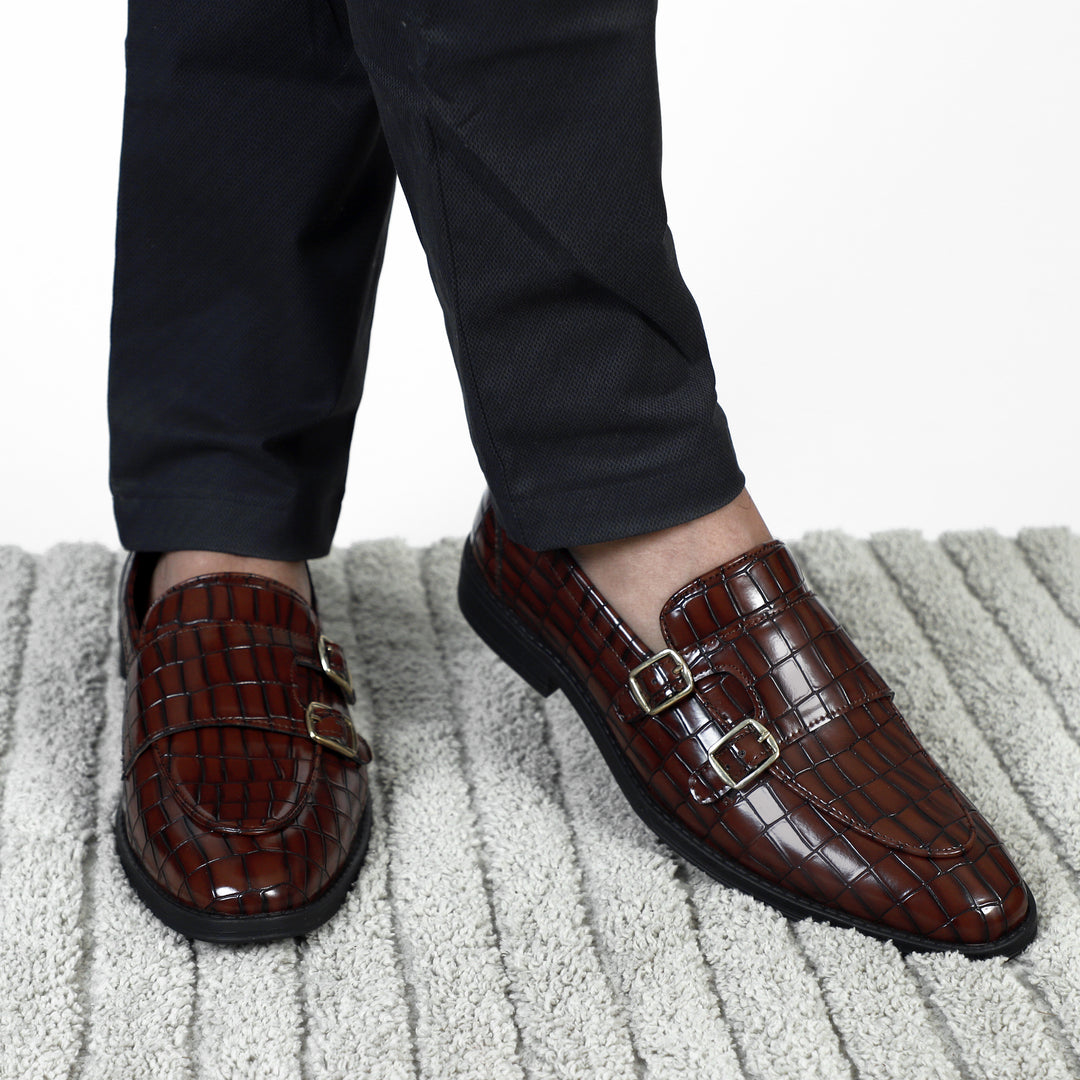 Cherry Croco Pattern Luxurious Double Monk