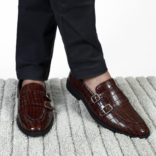 Cherry Croco Pattern Luxurious Double Monk
