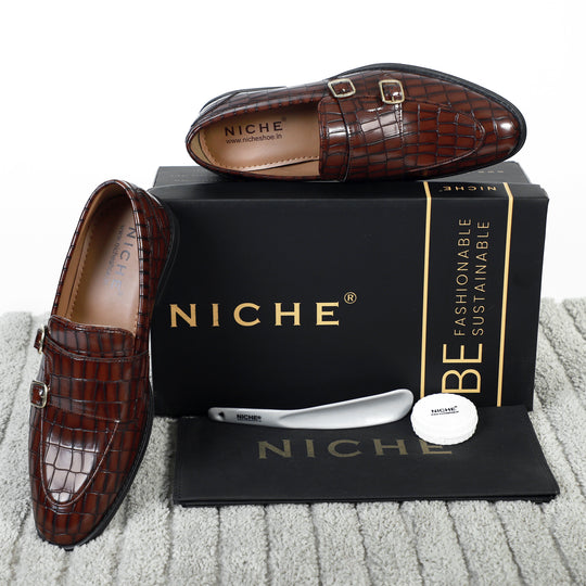 Cherry Croco Pattern Luxurious Double Monk