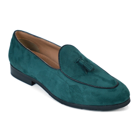 Green Suede Dapper Tassel Loafers