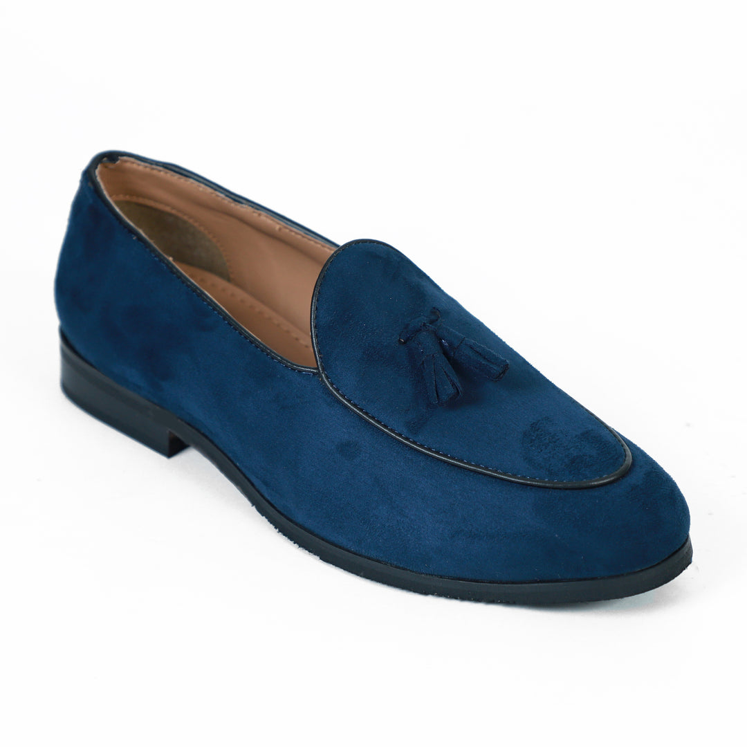 Blue Suede Dapper Tassel Loafers