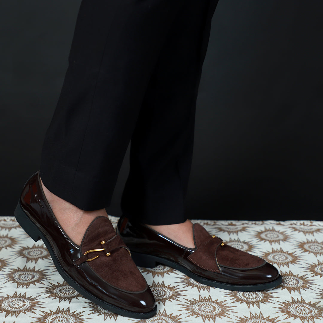 Brown Patent Dazzle Hooked Loafers