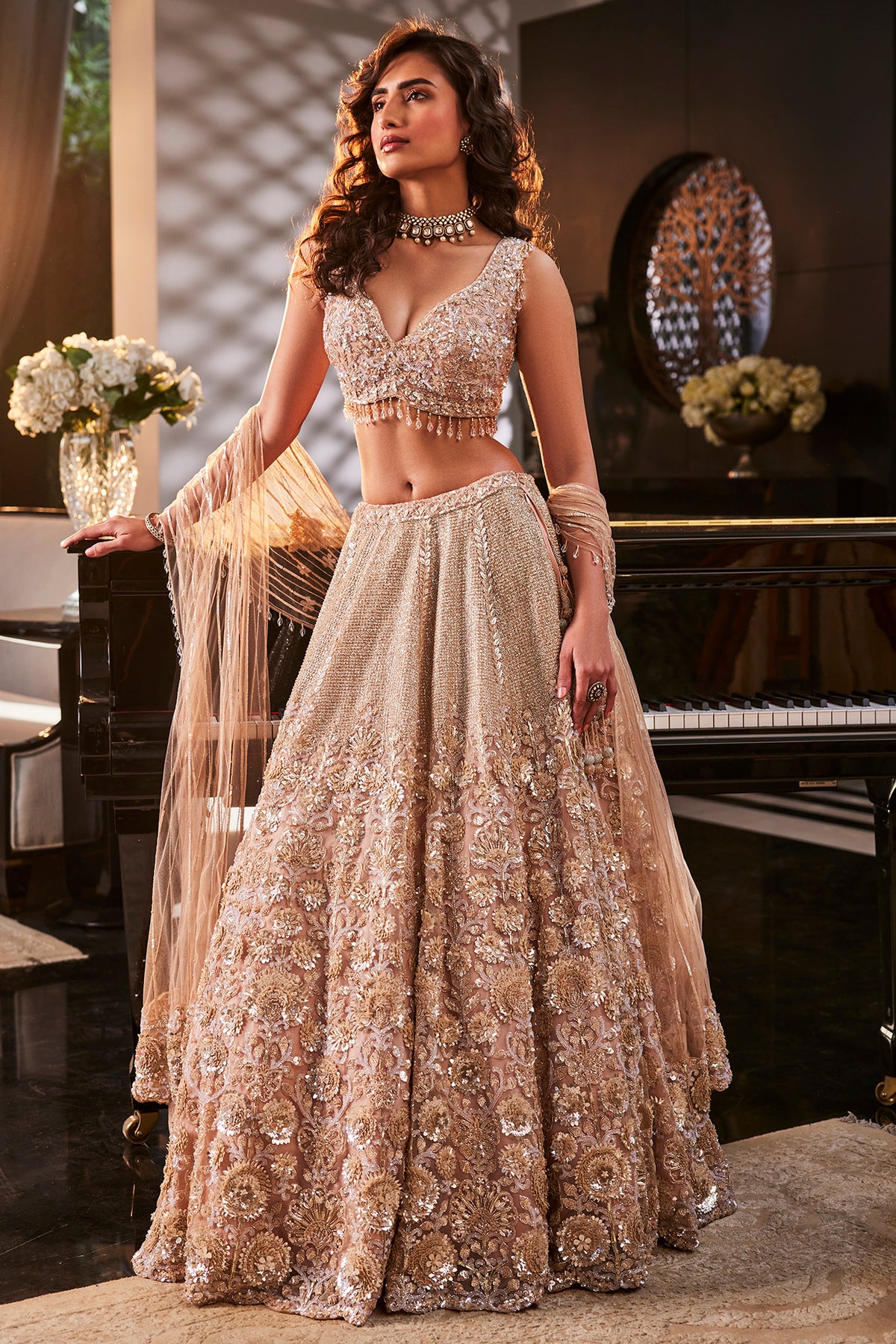 Kalighata - Dusty Peach Lehenga