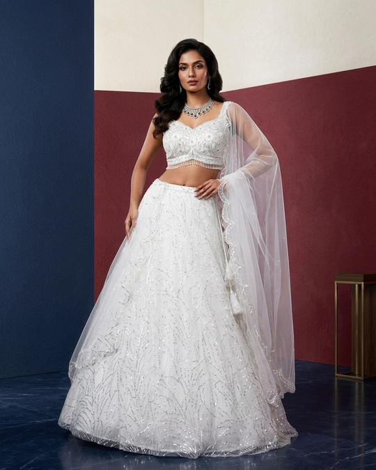 Moon White lehenga
