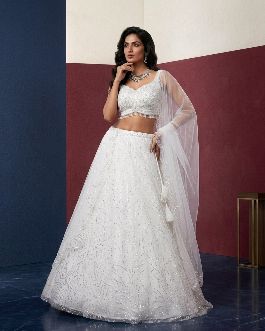Moon White lehenga