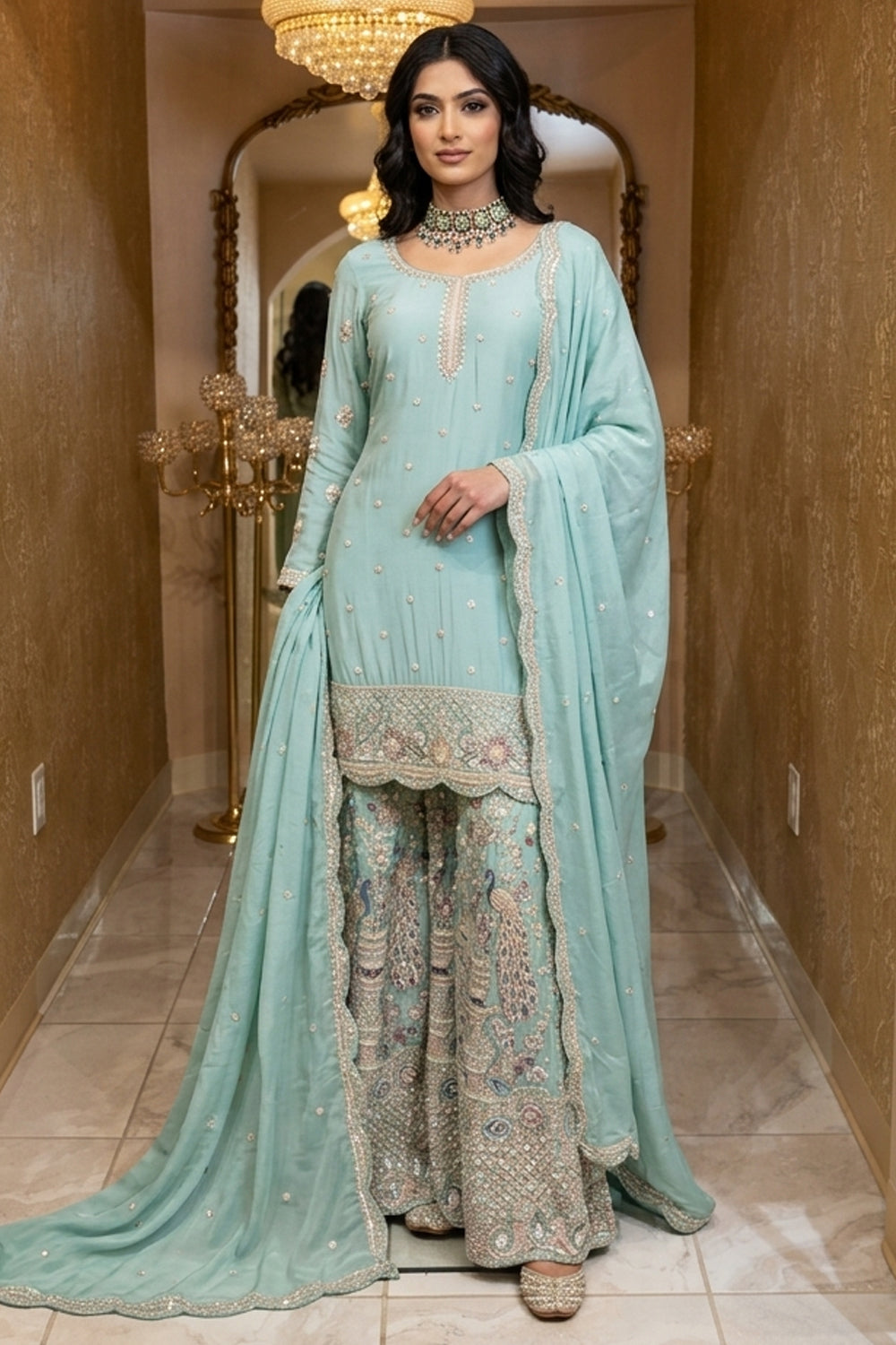 Pastel Blue Sharara