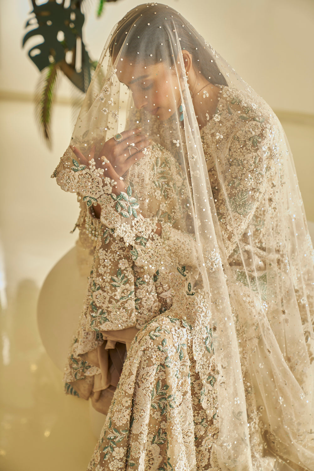 Seema Gujral - Nude Floral Sharara Set
