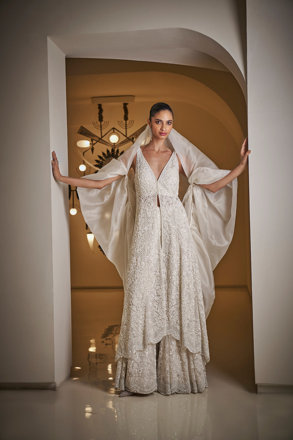 Seema Gujral - White Sequin Sharara Set