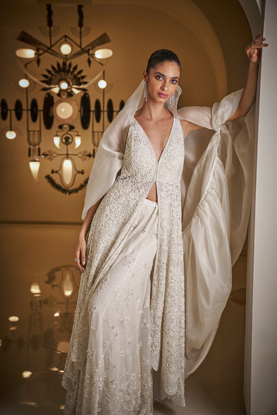 Seema Gujral - White Sequin Sharara Set