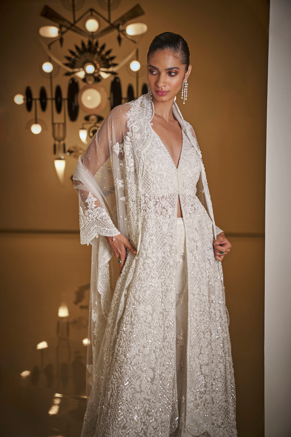 Seema Gujral - White Sequin Sharara Set