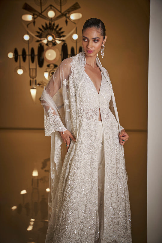 Seema Gujral - White Sequin Sharara Set