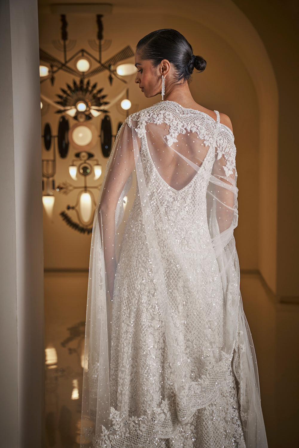 Seema Gujral - White Sequin Sharara Set