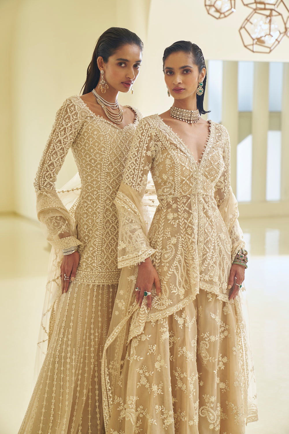 Seema Gujral - Nude Dori Sharara Set