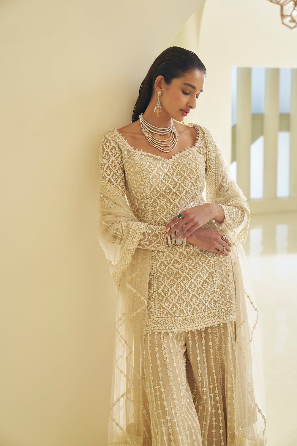 Seema Gujral - Nude Dori Sharara Set