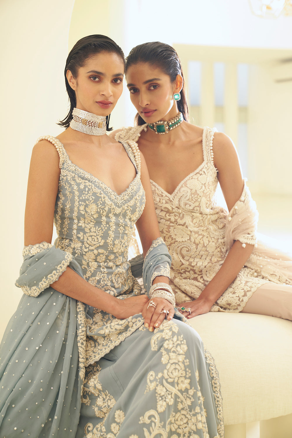 Seema Gujral - Blue Pearl Sharara Set