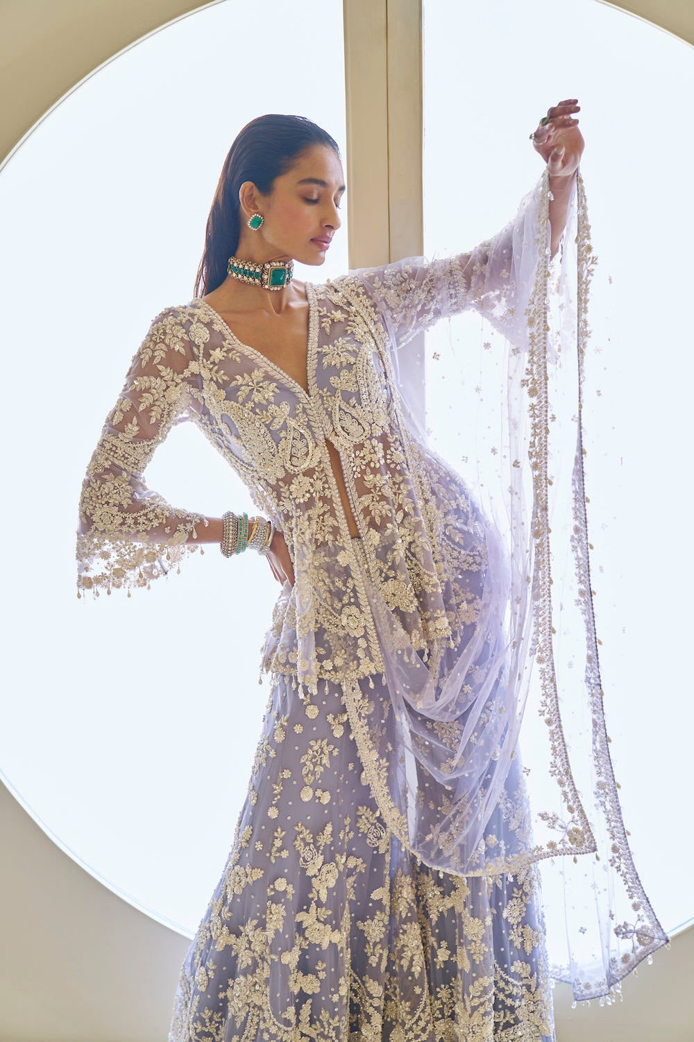 Seema Gujral - Mauve Pearl Sharara Set