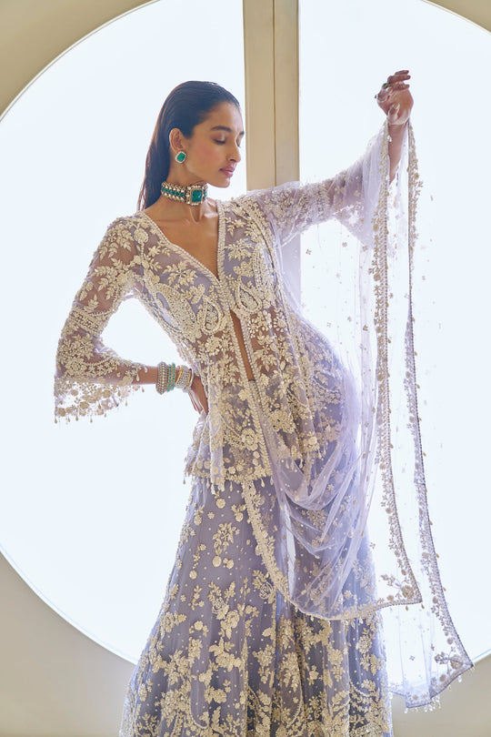 Seema Gujral - Mauve Pearl Sharara Set