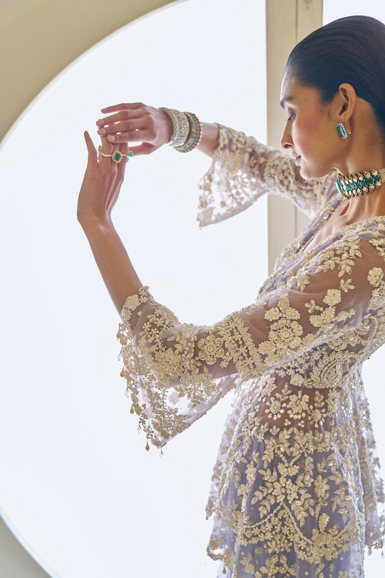 Seema Gujral - Mauve Pearl Sharara Set