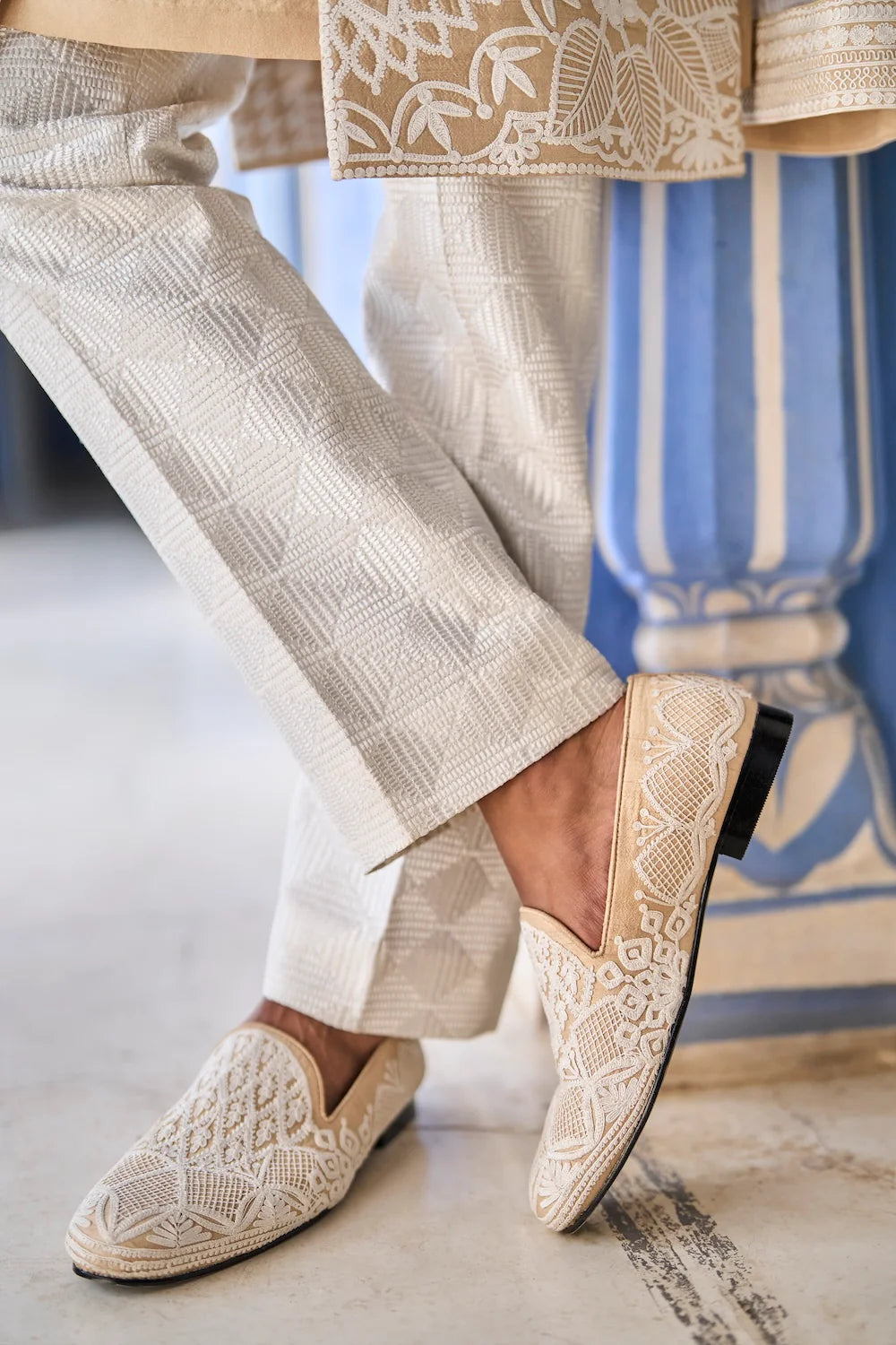 Seema Gujral - Nude Cream Sherwani Set