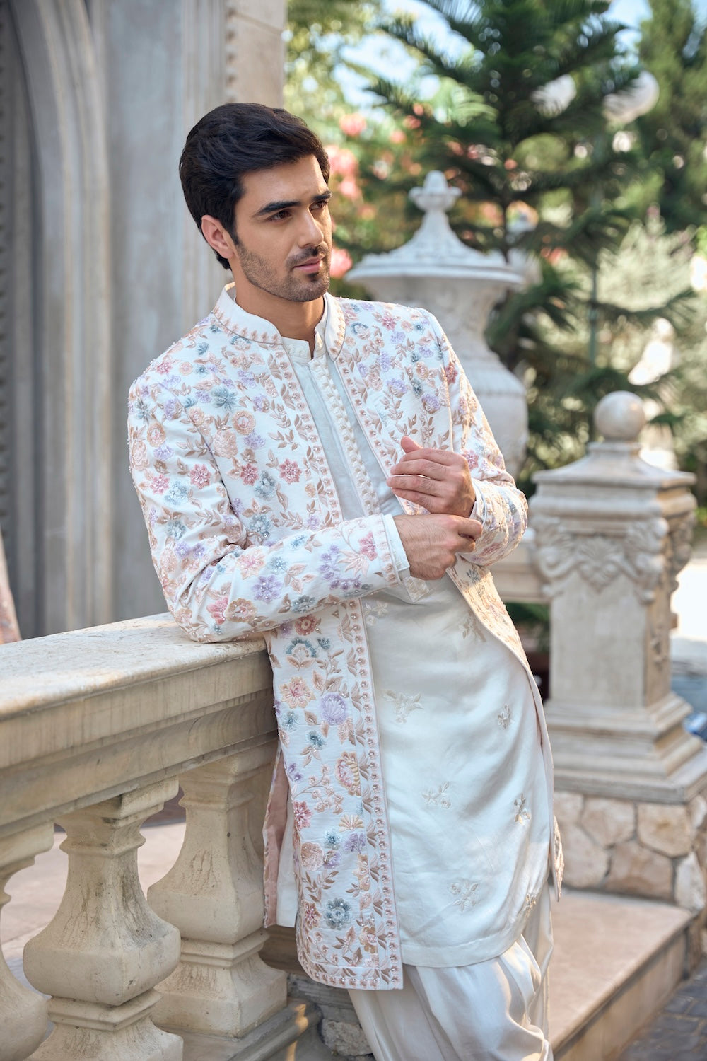 Seema Gujral - Multi-Coloured Open Sherwani Set