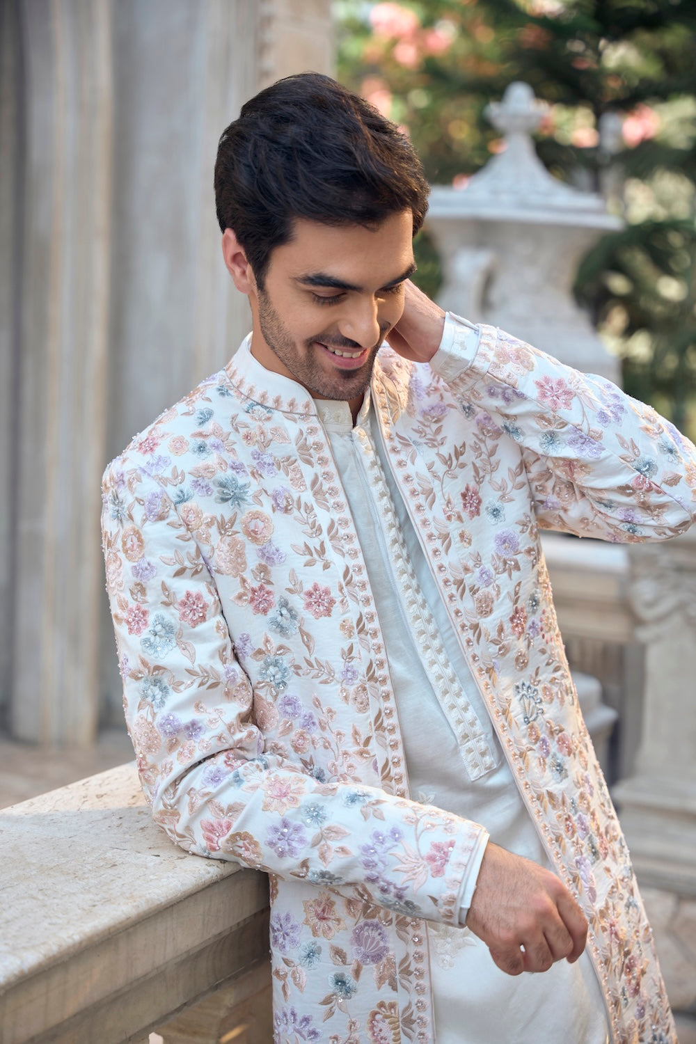 Seema Gujral - Multi-Coloured Open Sherwani Set
