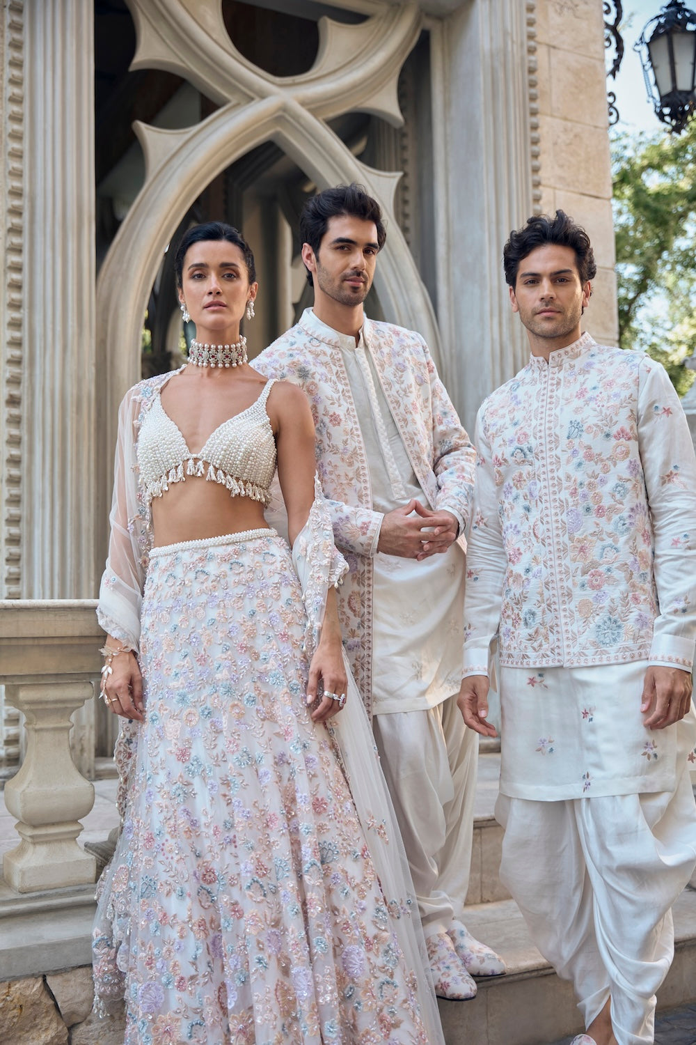 Seema Gujral - Multi-Coloured Open Sherwani Set