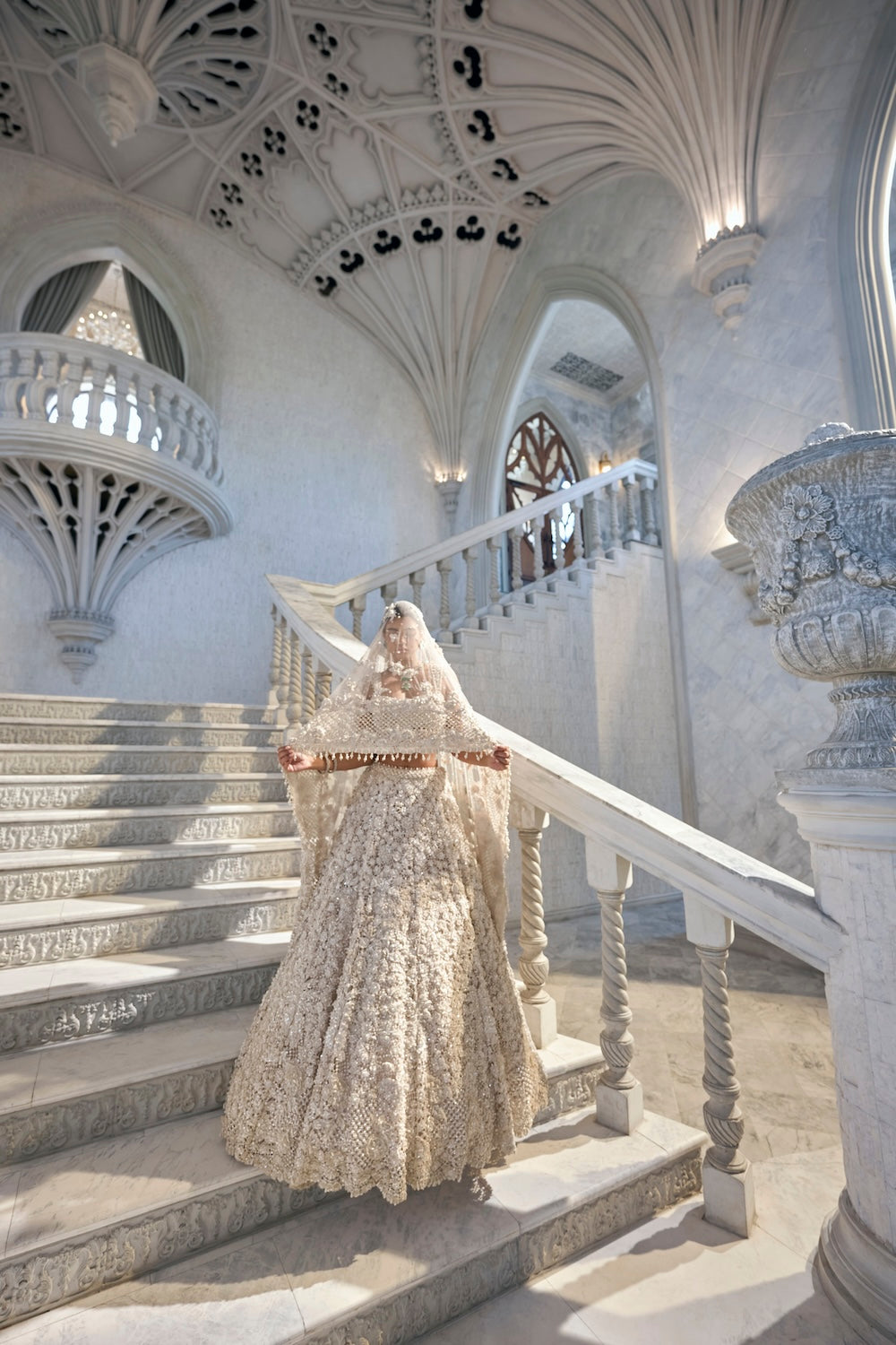 Seema Gujral - Ivory Cut Work Lehenga Set