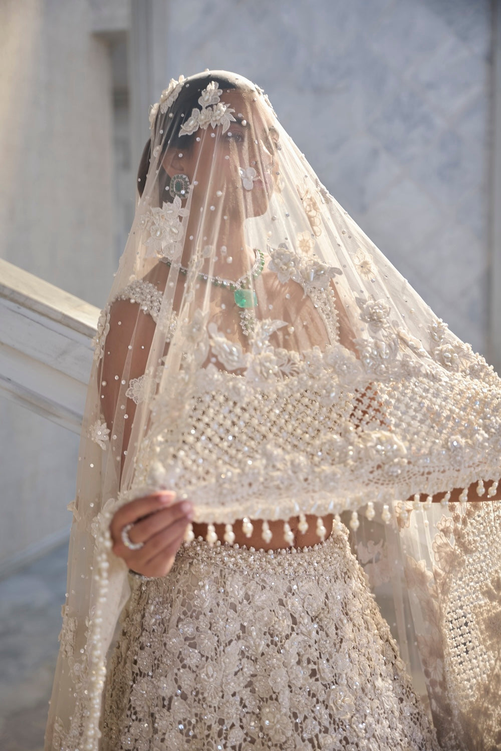 Seema Gujral - Ivory Cut Work Lehenga Set