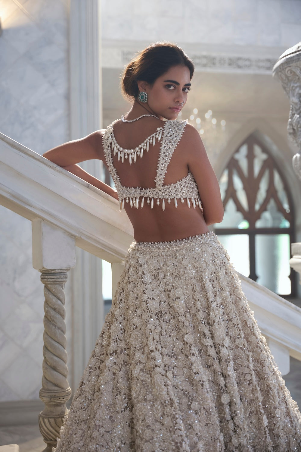 Seema Gujral - Ivory Cut Work Lehenga Set