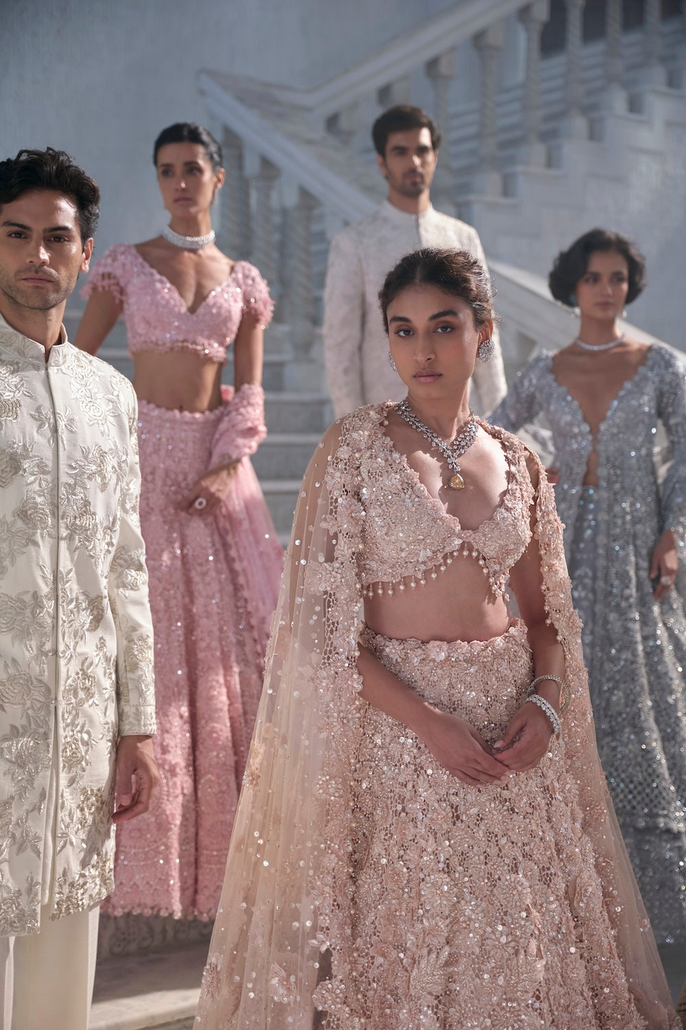 Seema Gujral - Powder Peach Cut Work Lehenga Set