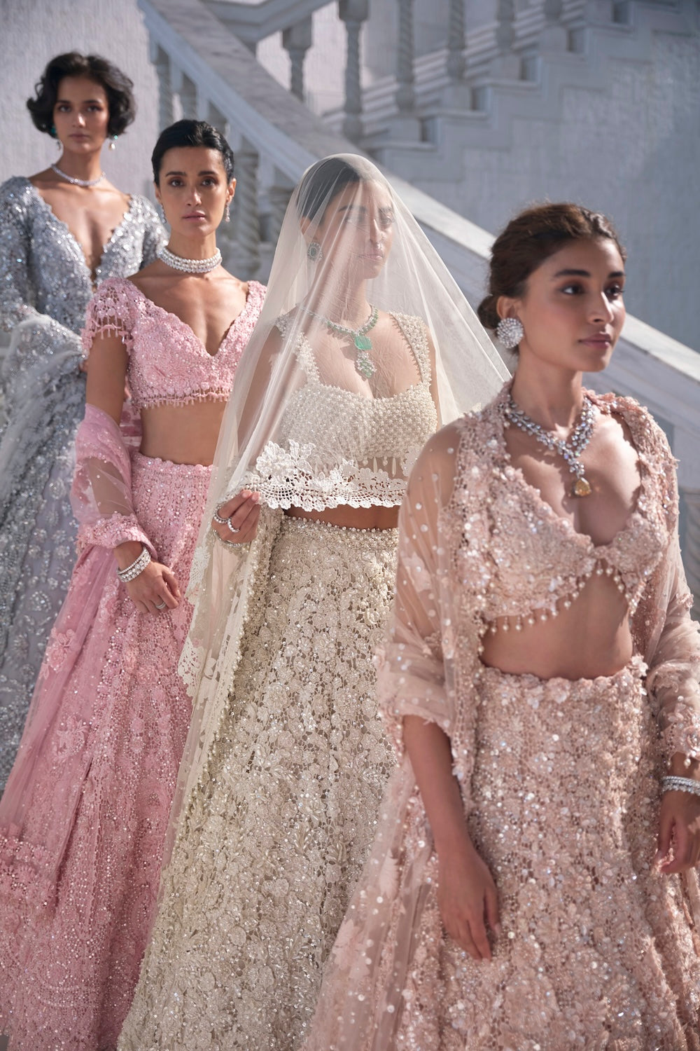 Seema Gujral - Powder Peach Cut Work Lehenga Set